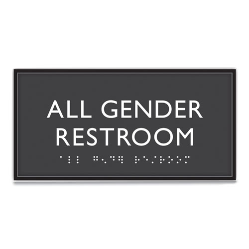 Headline® Sign ADA Sign, All Gender Restroom, Plastic, 4 x 4, Clear/White
