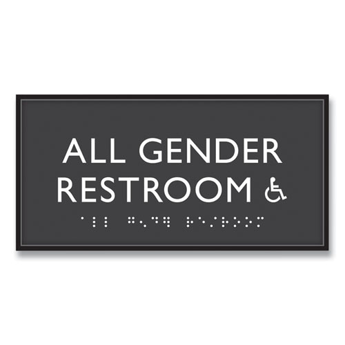 Headline® Sign ADA Sign, All Gender Restroom Accessible, Plastic, 4 x 4, Clear/White
