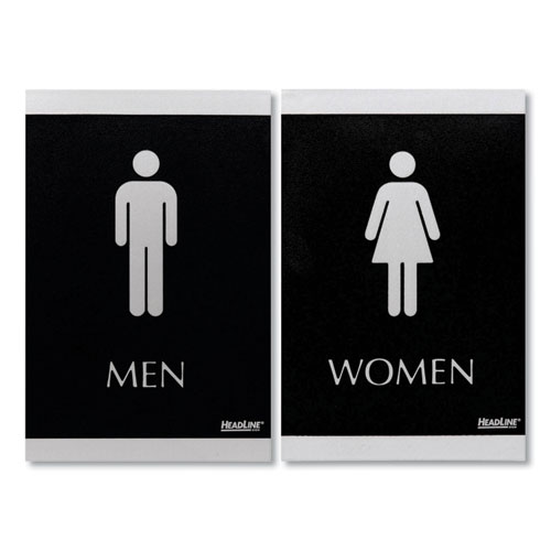 Century Series Office Sign, Men; Women, 6 x 9, Black/Silver