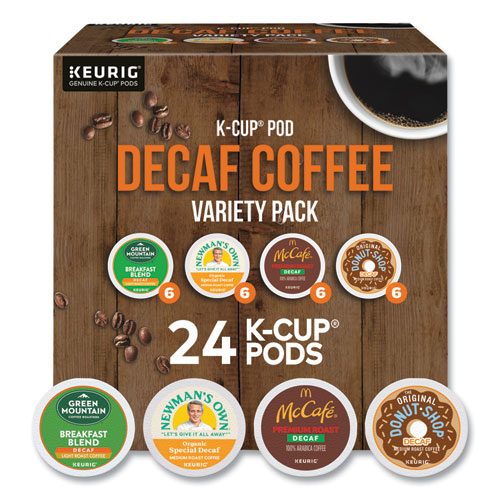 Image of Decaf Variety Coffee K-Cups, Assorted Flavors, 0.38 oz K-Cup, 24/Box