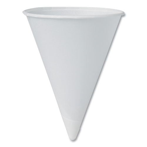 Cone Water Cups, ProPlanet Seal, Cold, Paper, 4 oz, Rolled Rim, White, 200/Bag, 25 Bags/Carton