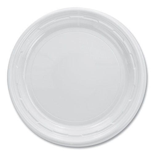 Famous Service Plastic Dinnerware, Plate, 6" dia, White, 125/Pack, 8 Packs/Carton