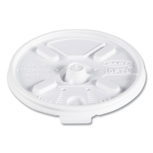 Dart® Lift n' Lock Plastic Hot Cup Lids, Fits 10 oz Cups, White, 1,000/Carton