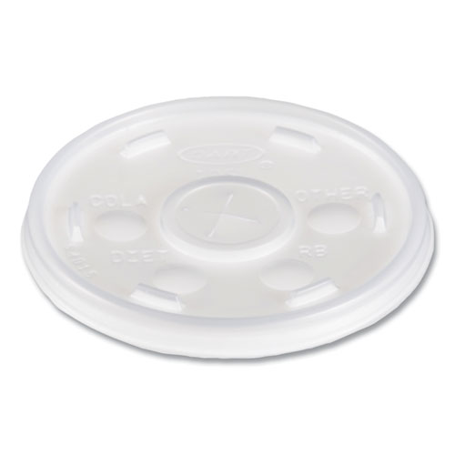 Image of Dart® Plastic Cold Cup Lids, Fits 10 Oz Cups, Translucent, 100 Pack, 10 Packs/Carton