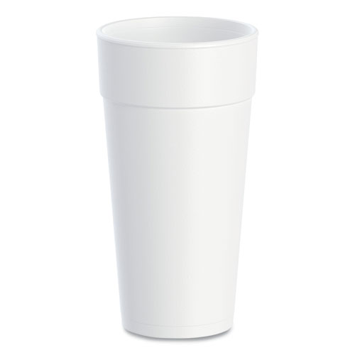 Dart® Foam Drink Cups, Hot/Cold, 24 oz, White, 25/Bag, 20 Bags/Carton