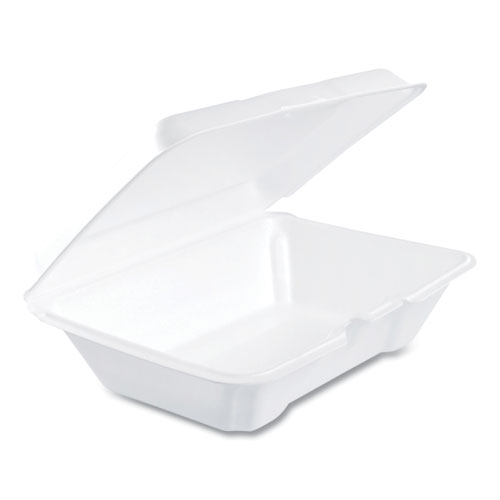 Dart® Foam Hinged Lid Container, 3-Compartment, 8 oz, 9 x 9.4 x 3, White, 200/Carton