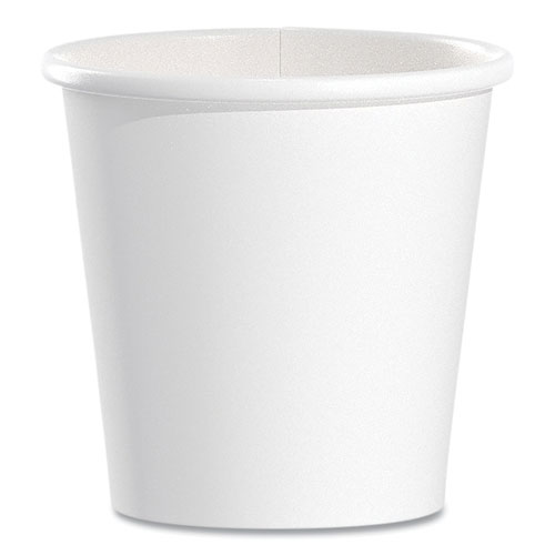Single-Sided Poly Paper Hot Cups, 4 oz, White, 50 Bag, 20 Bags/Carton