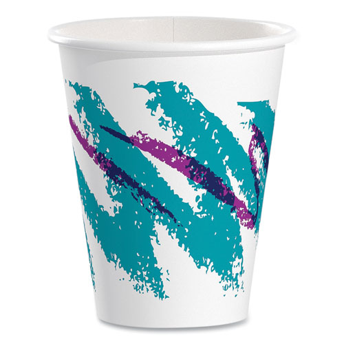 SOLO® Jazz Paper Hot Cups, 8 oz, White/Green/Purple, 50/Bag, 20 Bags/Carton