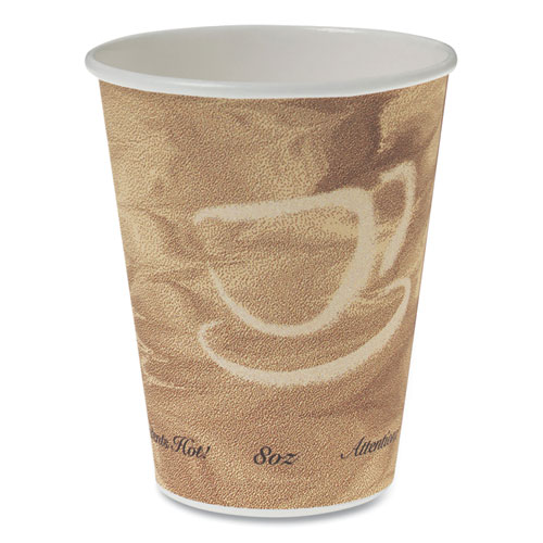 Image of Solo® Mistique Polycoated Hot Paper Cups, 8 Oz, Printed, Brown, 50/ Sleeve, 20 Sleeves/Carton