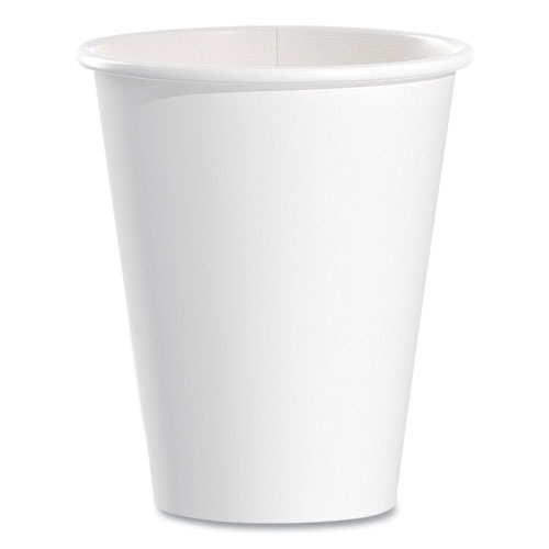 Single-Sided Poly Paper Hot Cups, 8 oz, White, 50/Bag, 20 Bags/Carton