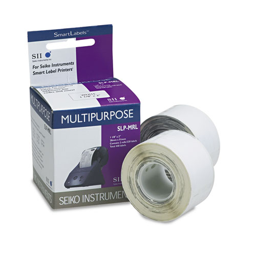 SLP-MRL Self-Adhesive Multipurpose Labels, 1.12" x 2", White, 220 labels/Roll, 2 Rolls/Box
