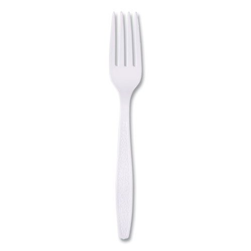 Guildware Extra Heavyweight Plastic Cutlery, Forks, White, 100/Box, 10 Boxes/Carton