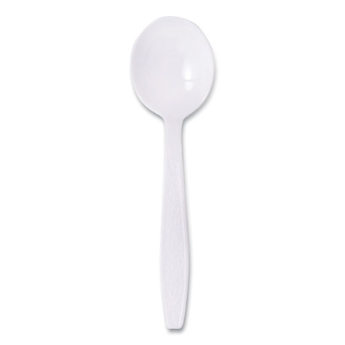 Image of Solo® Guildware Extra Heavyweight Plastic Cutlery, Soup Spoons, White, 1,000/Carton