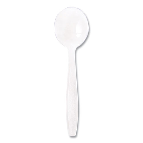 Guildware Extra Heavyweight Plastic Cutlery, Soup Spoon, Clear, 1,000/Carton