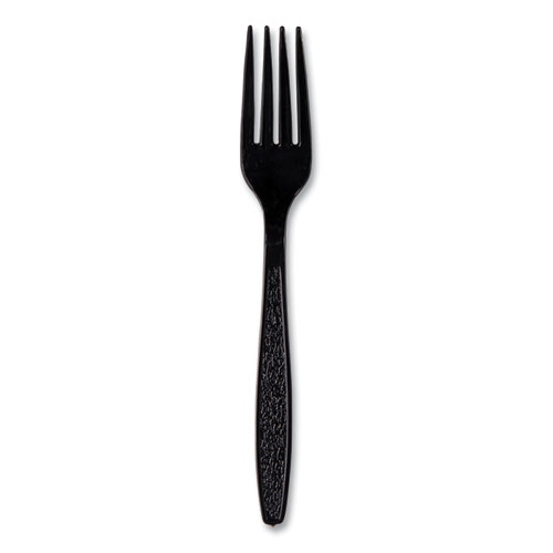 Guildware Extra Heavyweight Plastic Cutlery, Forks, Black, 1,000/Carton