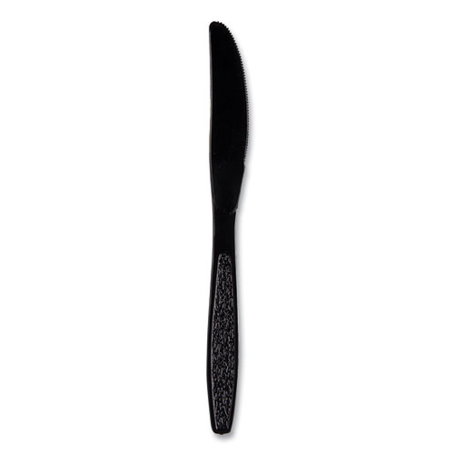 Guildware Extra Heavyweight Plastic Cutlery, Knives, Black, 1,000/Carton