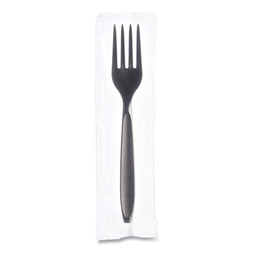 Image of Solo® Reliance Mediumweight Cutlery, Fork, Black, 1,000/Carton