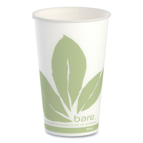 Solo® Bare Eco-Forward Paper Cold Cups, 16 Oz, Green/White, 100/Sleeve 10 Sleeves/Carton