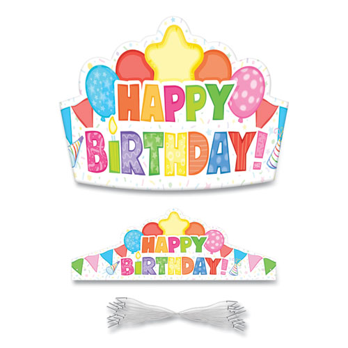 Student Crown, Birthday, 14.5 x 5.13, Assorted Colors, 30/Pack