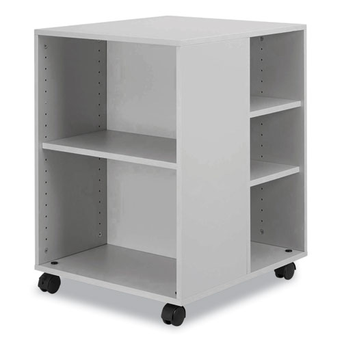 Flexible Multi-Functional Cart for Office Storage, Wood, 6 Shelves, 20.79 x 23.31 x 29.45, Gray