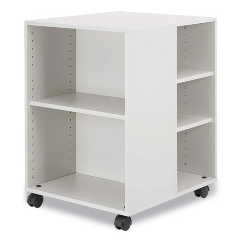Flexible Multi-Functional Cart for Office Storage, Wood, 6 Shelves, 20.79 x 23.31 x 29.45, White