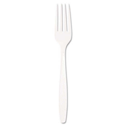 Guildware Extra Heavyweight Plastic Cutlery, Forks, White, 100/Box, 10 Boxes/Carton