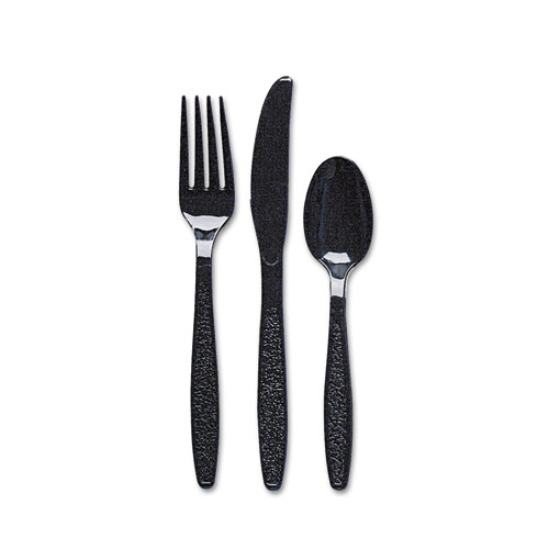SOLO® Guildware Extra Heavyweight Plastic Cutlery, Forks, Black, 1,000/Carton