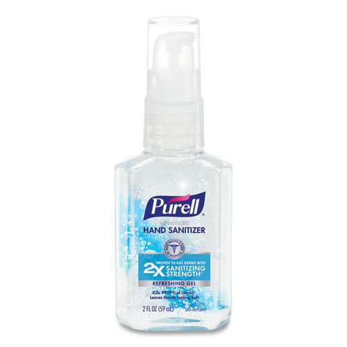 Advanced Hand Sanitizer Refreshing Gel, 2 oz Travel-Sized Pump Bottle, Clean Scent, 24/Carton