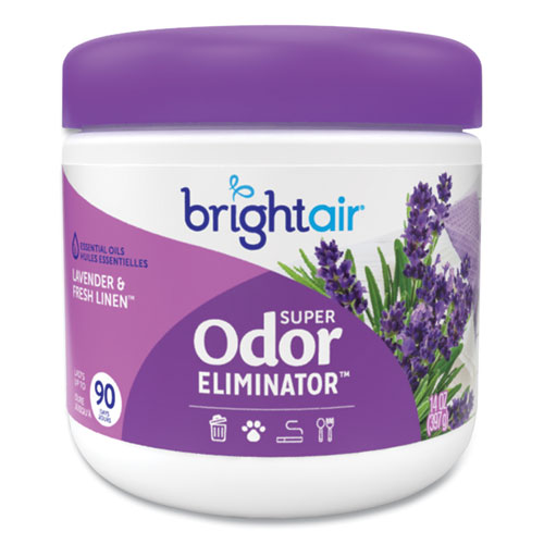 BRIGHT Air® Super Odor Eliminator, Lavender and Fresh Linen, Purple, 14 oz Jar