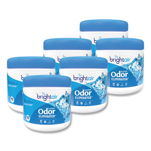 Super Odor Eliminator, Cool and Clean, Blue, 14 oz Jar, 6/Carton