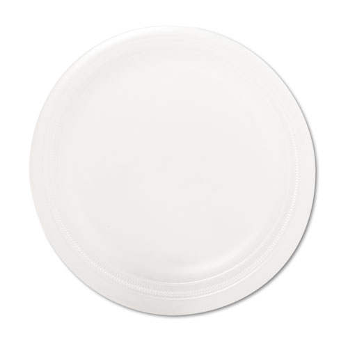 Dart® Quiet Classic Laminated Foam Dinnerware Plate, 9" dia, White, 125/Pack