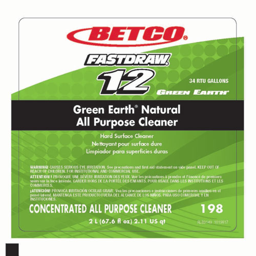 Betco® Green Earth Natural All Purpose Cleaner, Clean Scent, 2 L Bottle, 4/Carton