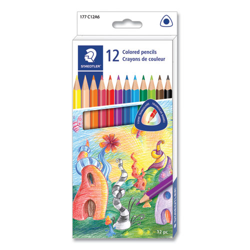 Colored Pencils, 3 mm, Assorted Lead/Barrel Colors,12/Pack