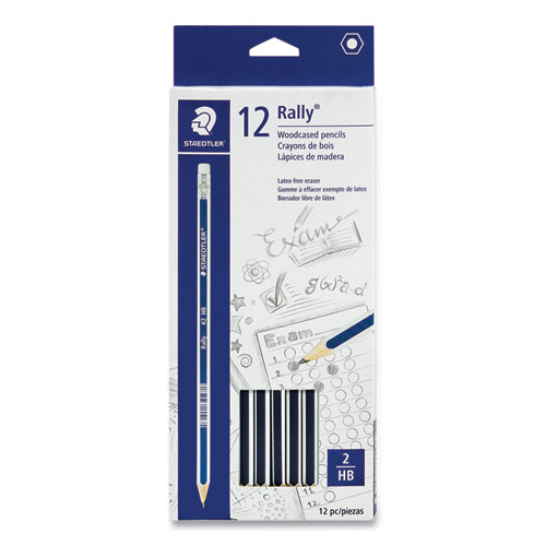Staedtler® Woodcase Pencil, HB #2, Black Lead, Blue/White Barrel, 12/Pack