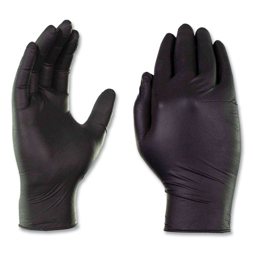 Industrial Nitrile Gloves, Powder-Free, 3 mil, Medium, Black, 100/Box, 10 Boxes/Carton