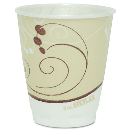Dart® Trophy Plus Dual Temperature Insulated Cups in Symphony Design, 12 oz, Beige, 1,000/Carton