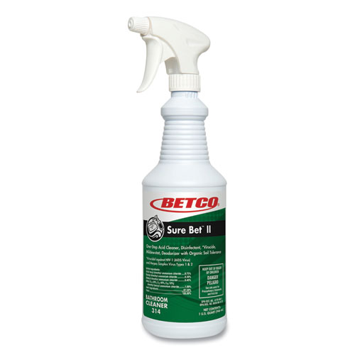 Betco® Sure Bet II Foaming Disinfectant, Citrus Floral Scent, 32 oz Bottle, 12/Carton