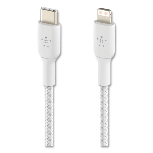 BOOST CHARGE Braided Apple Lightning to USB-C ChargeSync Cable, 3.3 ft, White