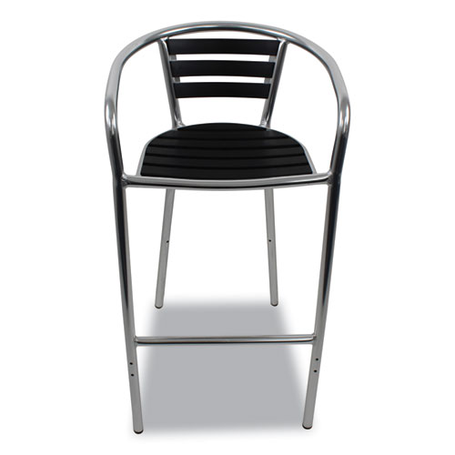 Pinzon Series Barstools, Supports Up to 300 lb, 31" Seat Height, Black/Silver Seat, Black/Silver Back; Silver Base