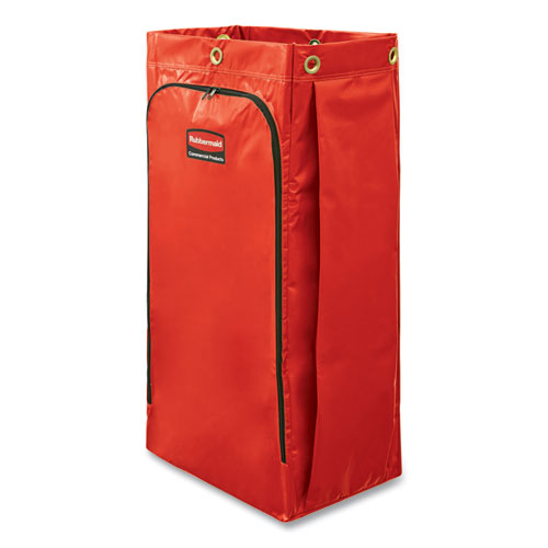 Vinyl Cleaning Cart Bag for Rubbermaid Commercial High-Capacity Cleaning Carts, 34 gal, 10.5" x 16.8" x 33", Red