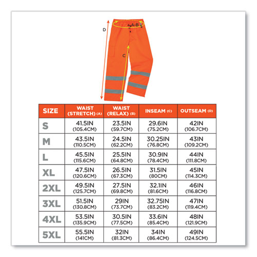 GloWear 8925 Class E Hi-Vis Thermal Pants, 3X-Large, Orange