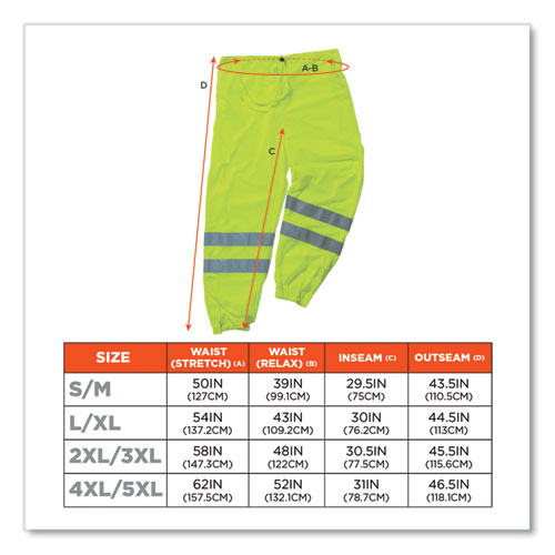 GloWear 8910 Class E Hi-Vis Pants, Large/X-Large, Lime
