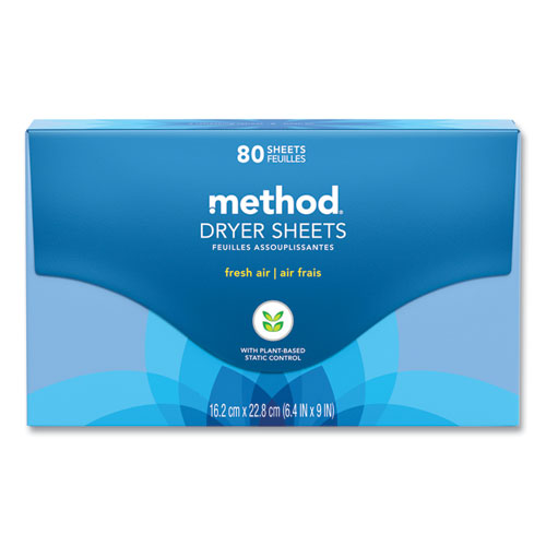 Method® Dryer Sheets, Fresh Air, 80/Box, 6 Boxes/Carton