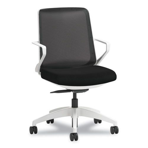 Cliq Office Chair, Supports Up to 300 lb, 17" to 22" Seat Height, Black Seat/Back, White Base, Ships in 7-10 Business Days