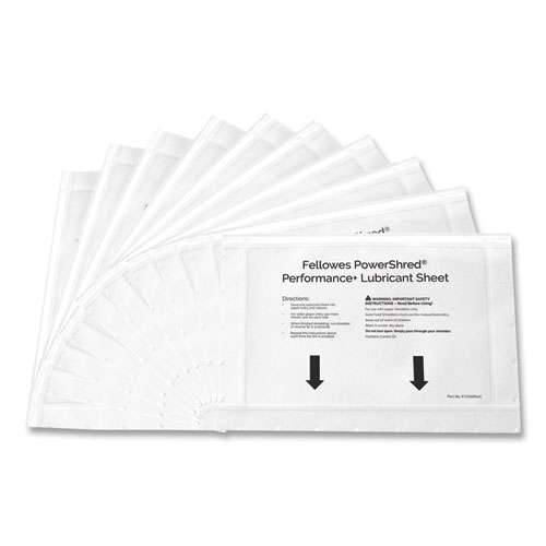 Powershred Performance+ Lubricant Sheets, 8.5 x 6, 10/Pack