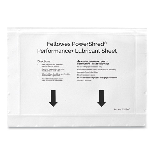 Powershred Performance+ Lubricant Sheets, 8.5 x 6, 10/Pack