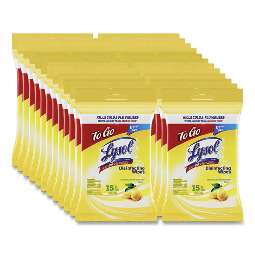 Disinfecting Wipes Flatpacks, 1-Ply, 6.69 x 7.87, Lemon and Lime Blossom, White, 15 Wipes/Flat Pack, 24 Flat Packs/Carton