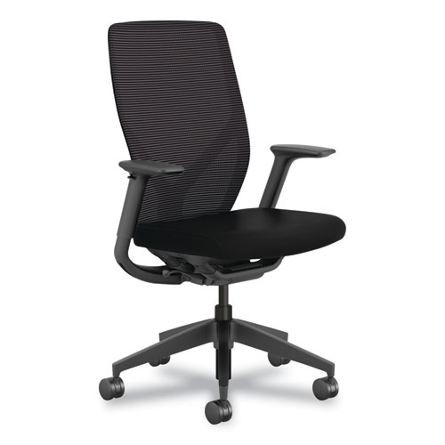 HON® Flexion Mesh Back Task Chair, Supports Up to 300lb, 14.81" to 19.7" Seat Height, Black Seat/Back/Base