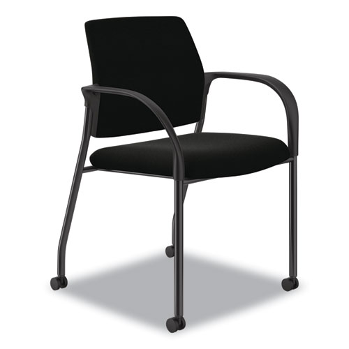 Ignition Series Guest Chair with Arms, Polyurethane Fabric Seat, 25" x 21.75" x 33.5", Black, Ships in 7-10 Business Days