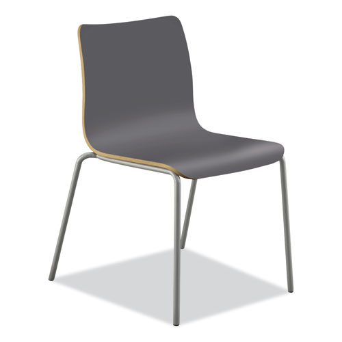 Ruck Laminate Chair, Supports Up to 300 lb, 18" Seat Height, Charcoal Seat/Back, Silver Base